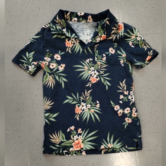 Old Navy Aloha Casual Slub-Knit Floral Polo Short Sleeve for Toddler Boys 4T - Picture 4 of 12